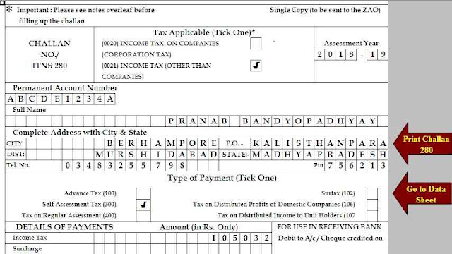 Income Tax ITNS challan 280 Income Tax ITNS challan 280