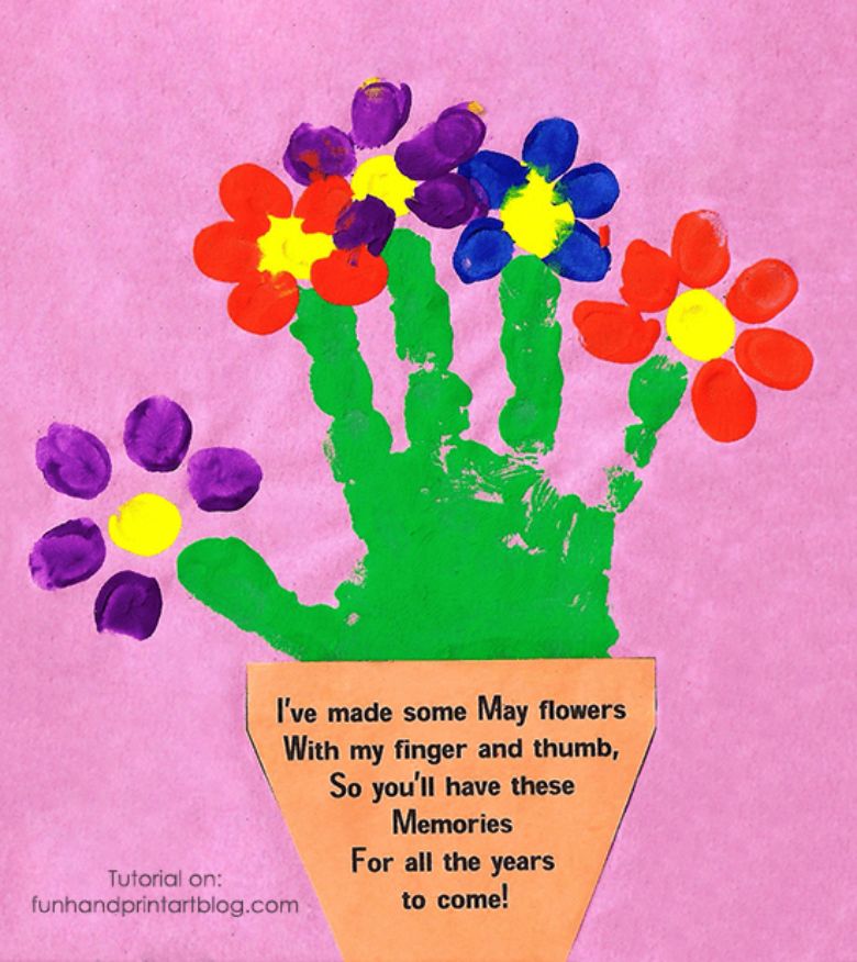 Handprint and fingerprint flower craft - Mother's Day Painting Ideas