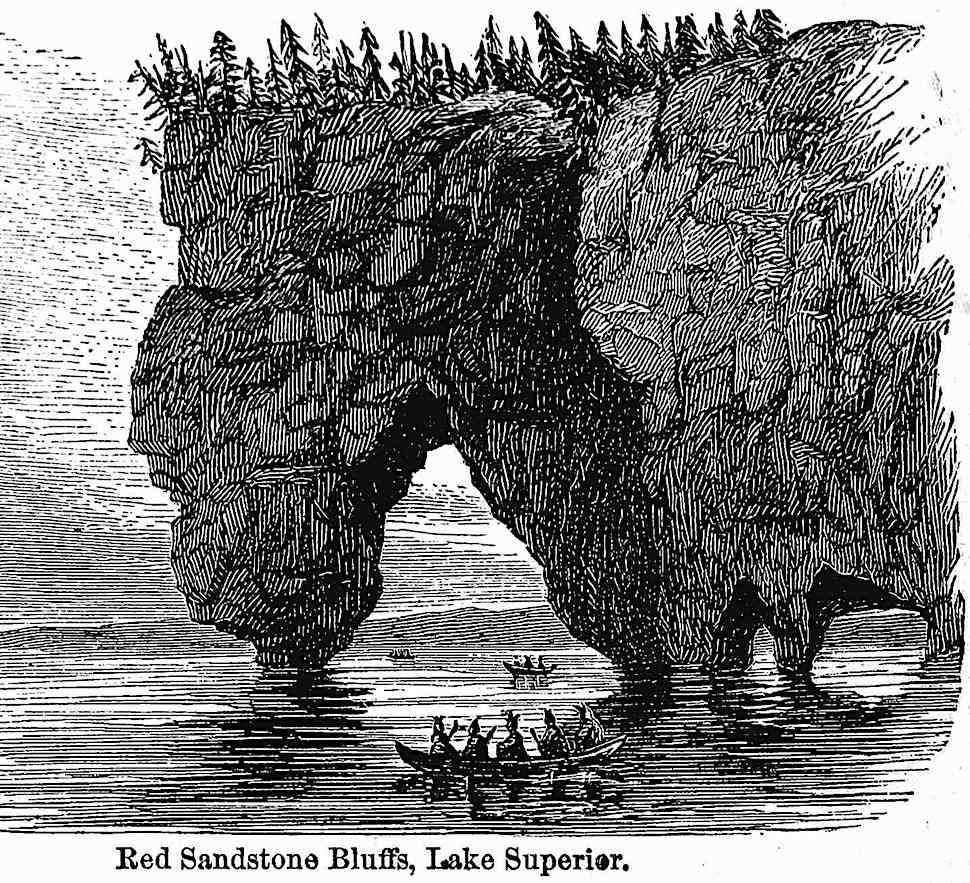 an illustration of Red Sandstone Bluffs, Lake Superior 1857