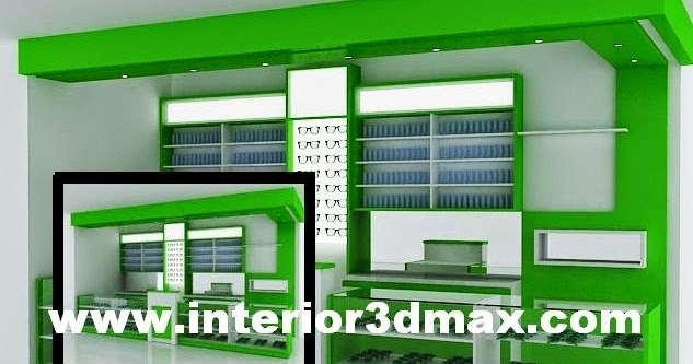  Desain  interior  toko  etalase optik kacamata nuansa hijau 