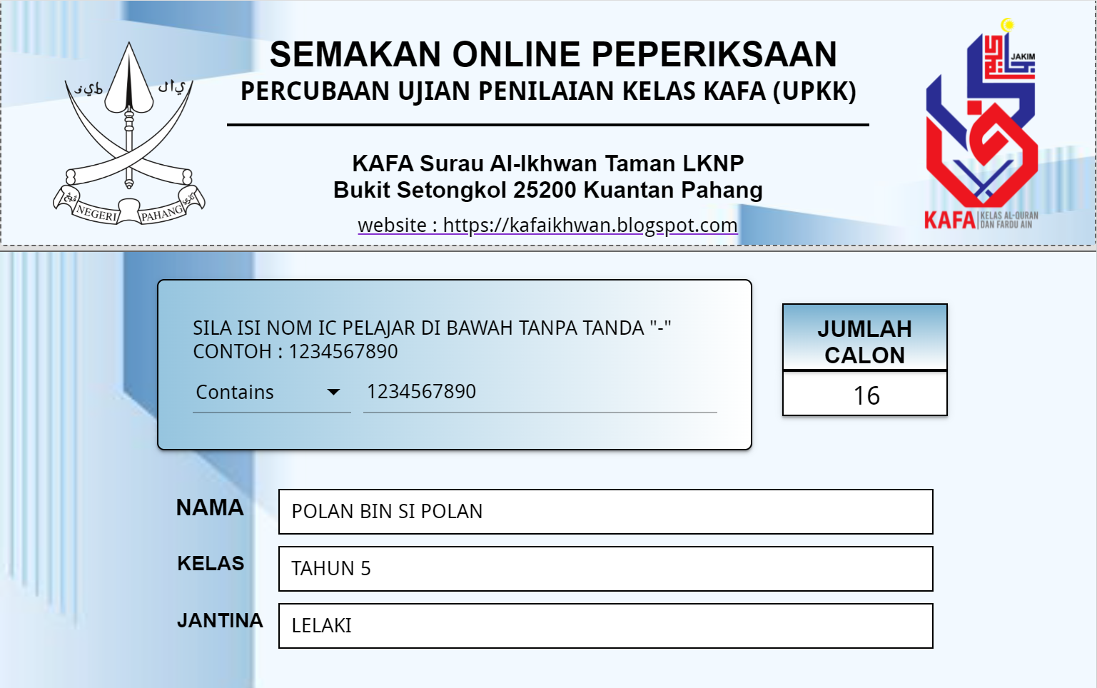 Semakan Online Peperiksaan Percubaan UPKK 2023