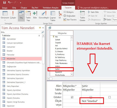 SQL WHERE AND OR NOT Operatörleri