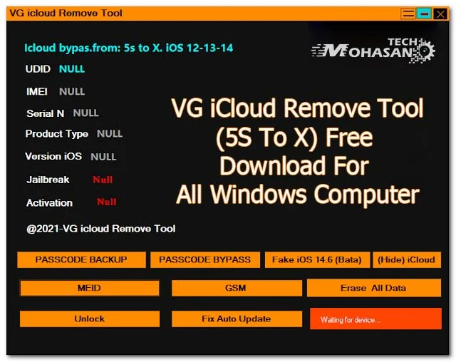 تحميل اداة VG iCloud Remove Tool اخر تحديث لأجهزة الكمبيوتر التي تعمل بنظام Windows
