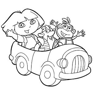 dora the explorer, car coloring pages