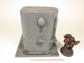 Miniature 25-28mm scale industrial processing unit T578 - front view - UniversalTerrain.com