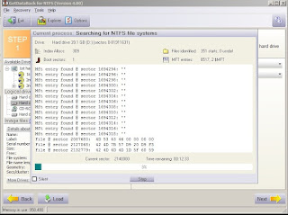 Proses scaning pencarian file oleh GetDataBack