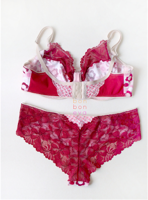 Flower Power cotton and lace bra and Brazilian style knickers lingerie set by bonboneva