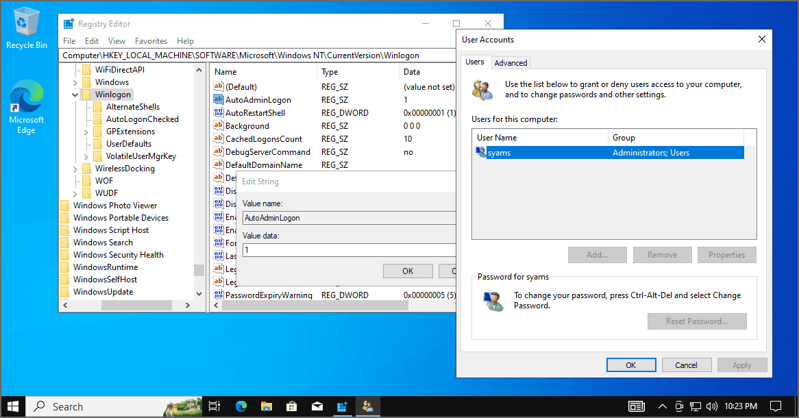 Bagaimana mengaktifkan login otomatis di Windows 10?