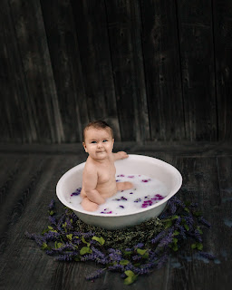 Novalee's First Milk Bath Flower Sitter Session at 6 months old by Morning Owl Fine Art Photography San Diego, CA