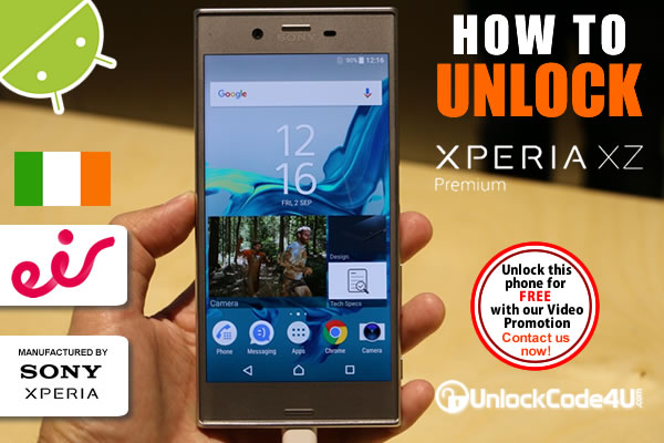 Factory Unlock Code Sony Xperia XZ Premium from EIR