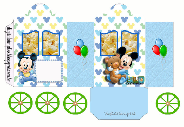 Mickey Baby with a Teddy Bear: Free Printable Princes Coach Box.