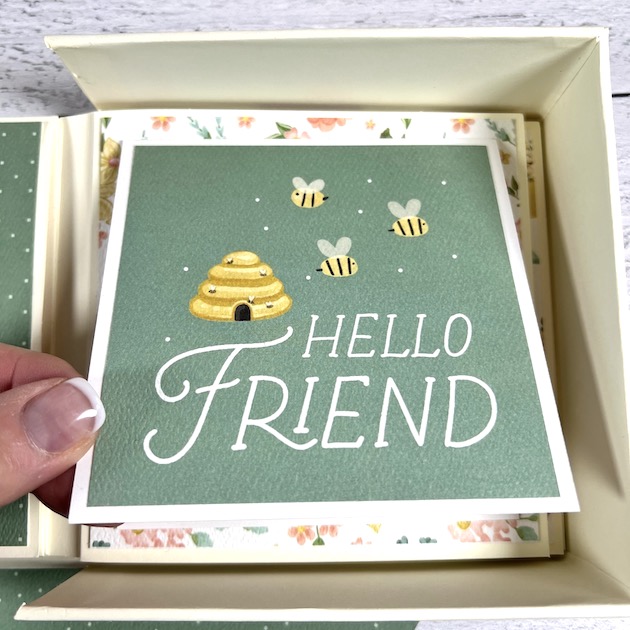 Hooray for Spring scrapbook album page with cute bees, flowers, and a beehive