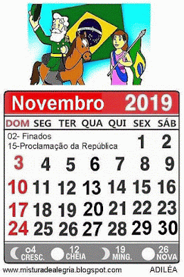 Calendário novembro de 2019