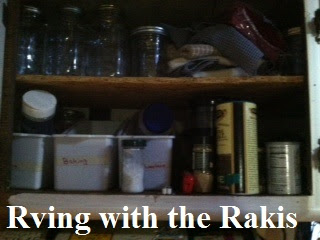 Storing a month's worth of food for a family of five in a thirty foot rv. RVing with the Rakis