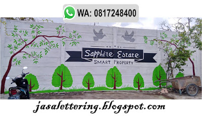 Proses Pengerjaan Lukis Dinding Taman outdoor perum Griya Sapphire Estate Tegal, jasa lukis dinding, lukis taman, jasa desain cafe, jasa lukis papan