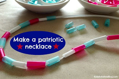 A patriotic necklace made of straw is a great craft idea for kids. This is an easy patriot day craft and kids can give this to their dear ones.