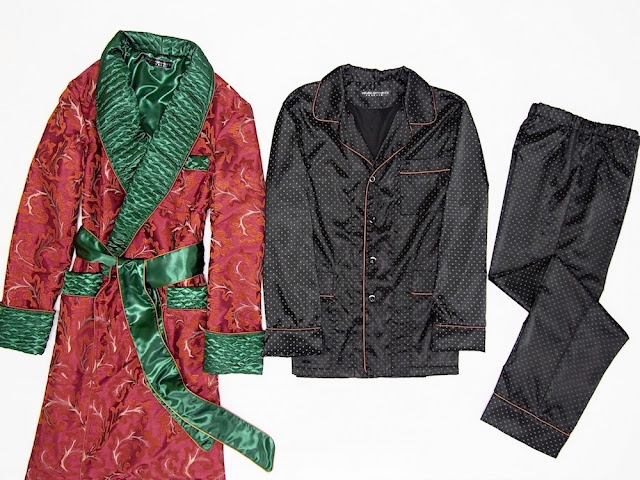 Men's paisley silk dressing gown quilted robe and pajamas set loungewear traditional