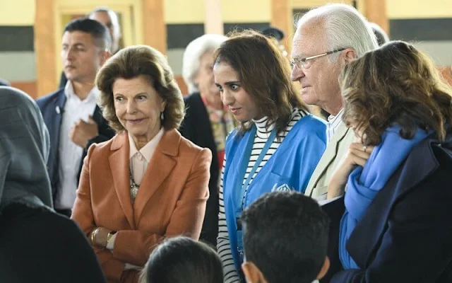 King Carl Gustaf and Queen Silvia of Sweden visited the Zaatari refugee camp in Mafraq near Syrian border