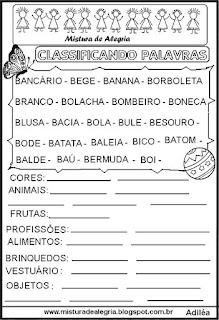 Classificar palavras com letra B