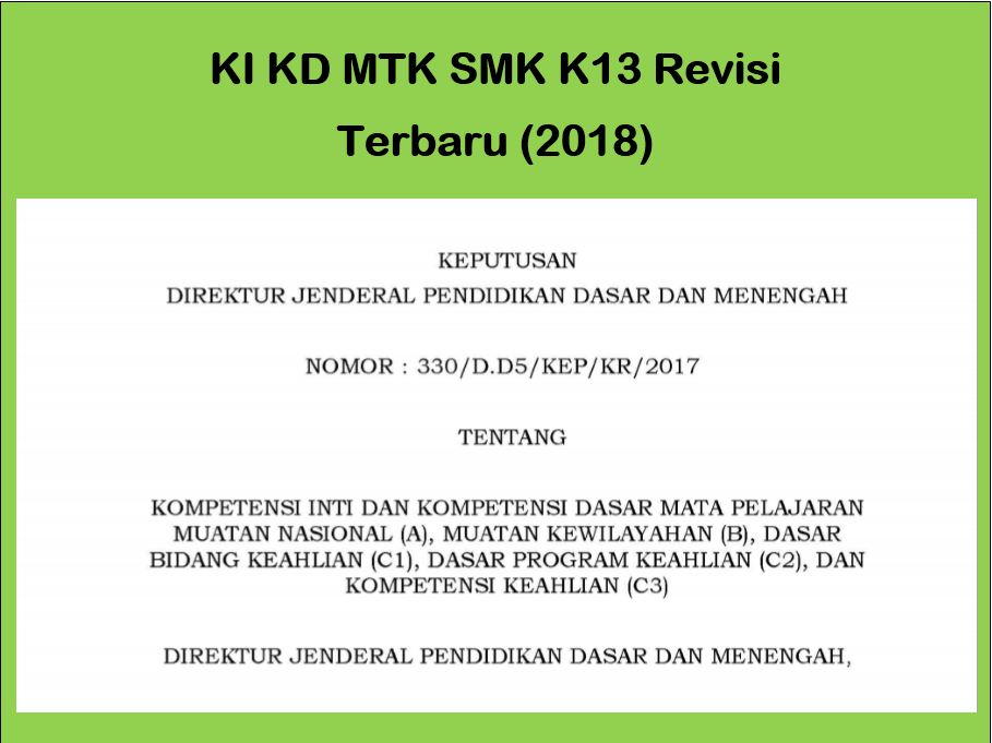 Ki Kd Matematika Mtk Smk Kurikulum 2013 Revisi (2018 