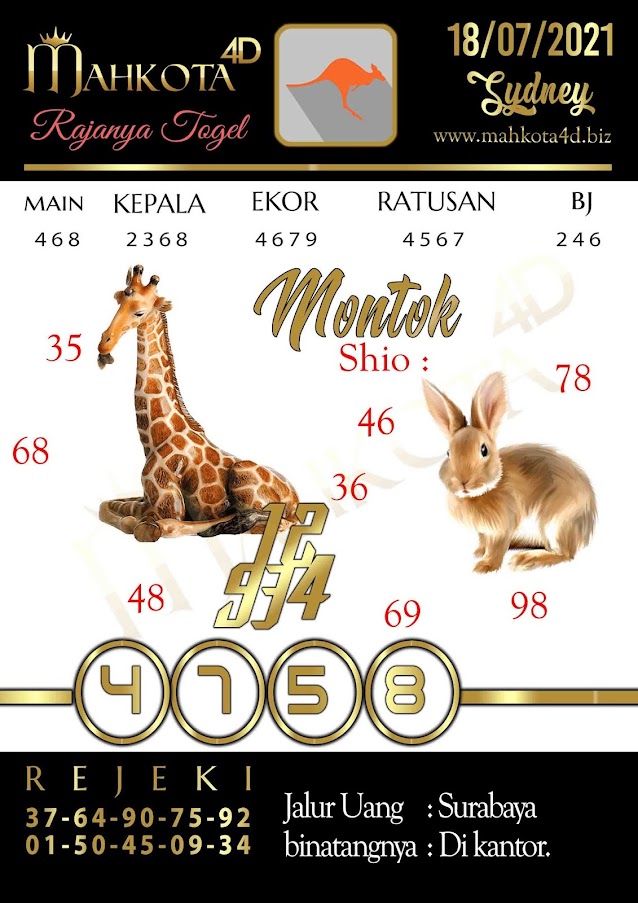Syair Prediksi Togel Sydney - SDY Minggu, 18 - Juli - 2021