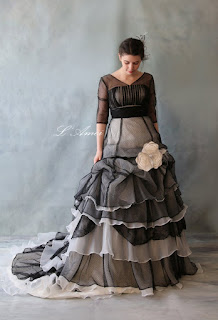 Polka Dots Gothic Black Bridal Gown