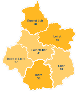 Carte du Centre Département Région