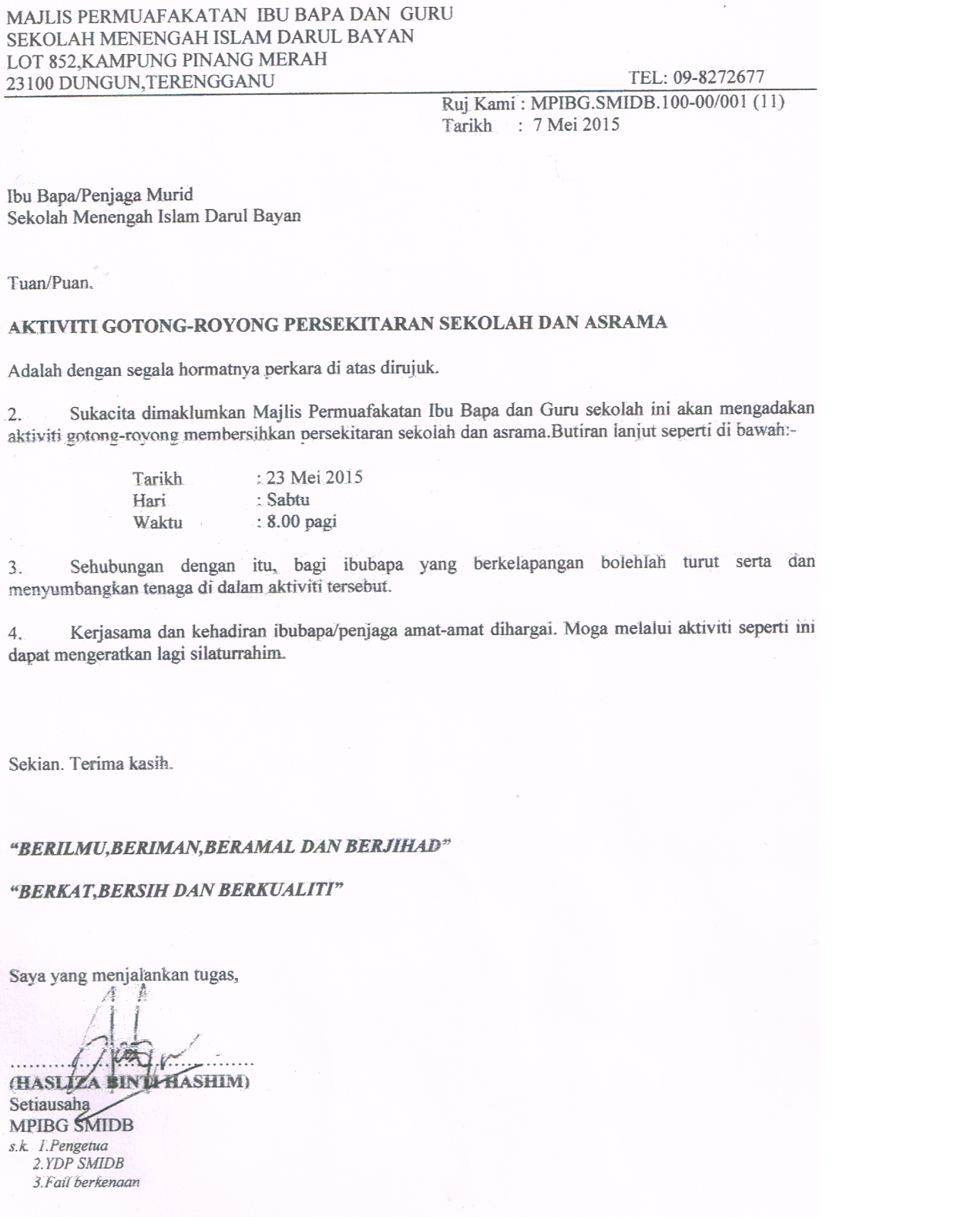 Contoh Surat Pelepasan Gotong Royong