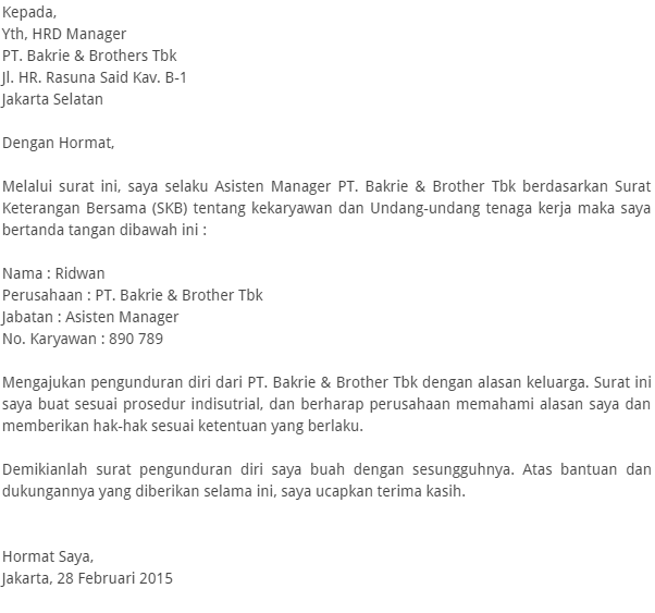 Contoh Surat Resign By Email Contoh Surat