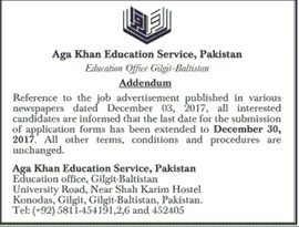 Aga khan Education service Pakistan Addendum