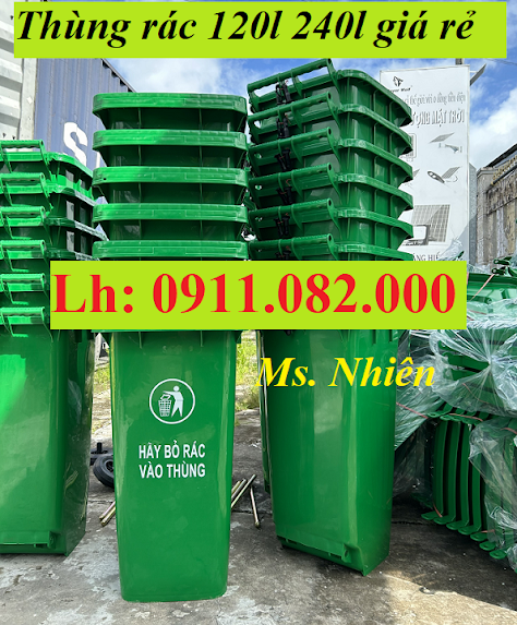 Cung cấp thùng rác giá rẻ tại vĩnh long- thùng rác nhựa hdpe màu xanh- lh 0911082000 5656666