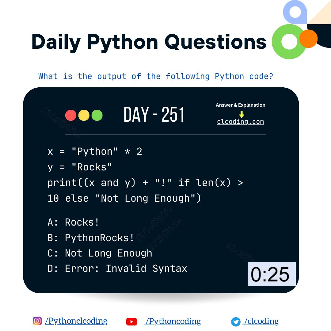 Python Coding challenge - Day 251 | What is the output of the following ... image.
