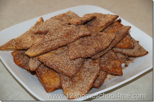 Delicious cinnamon tortilla chips ready to eat