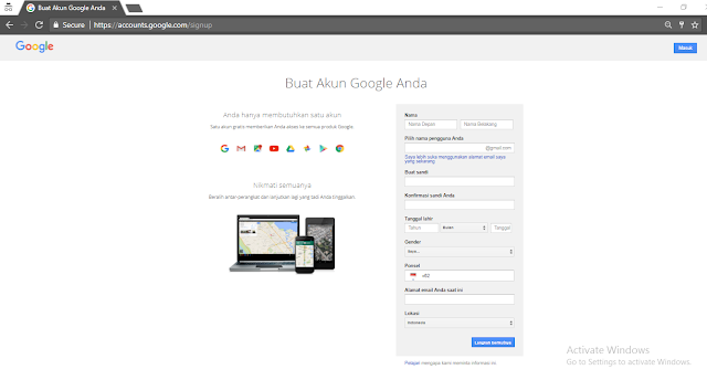 Cara Membuat akun Google