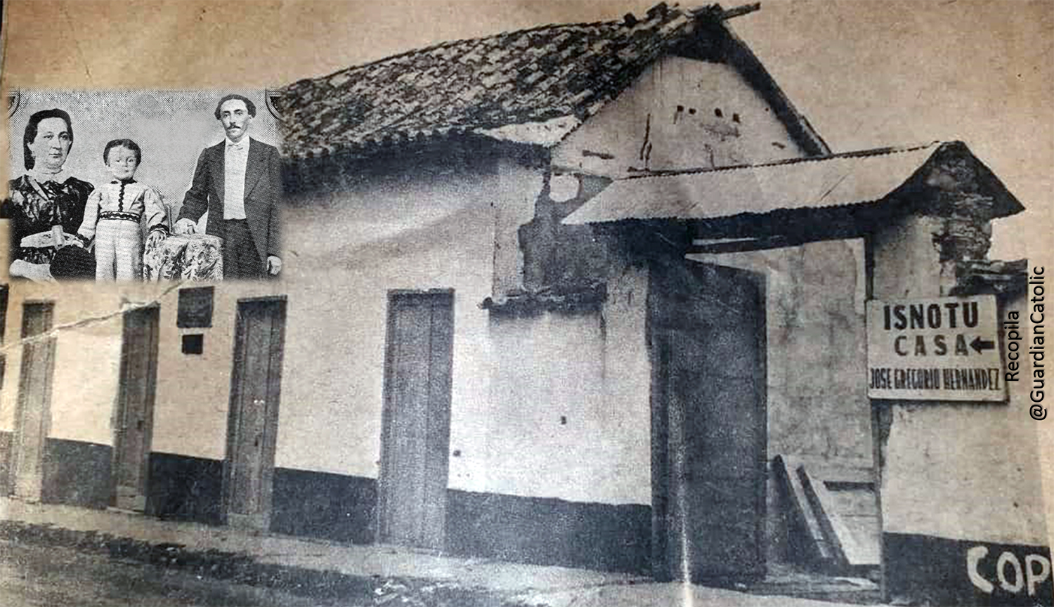 Casa natal del beato José Gregorio en la foto con sus padres Benigo y Josefa Antonia - Cortesía Santuario de Isnotú