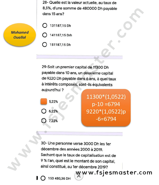 Correction du Concours Master Finance Islamique 2020-2021 - Fsjes Agdal