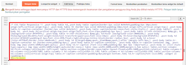 Tutorial Cara Membuat Tabel Responsive di Blog