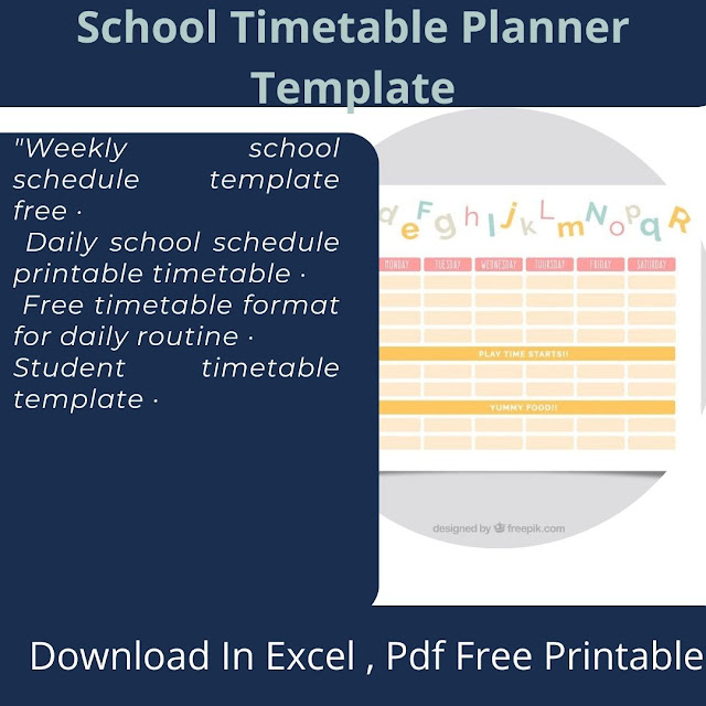 Primary School Weekly Timetable Template