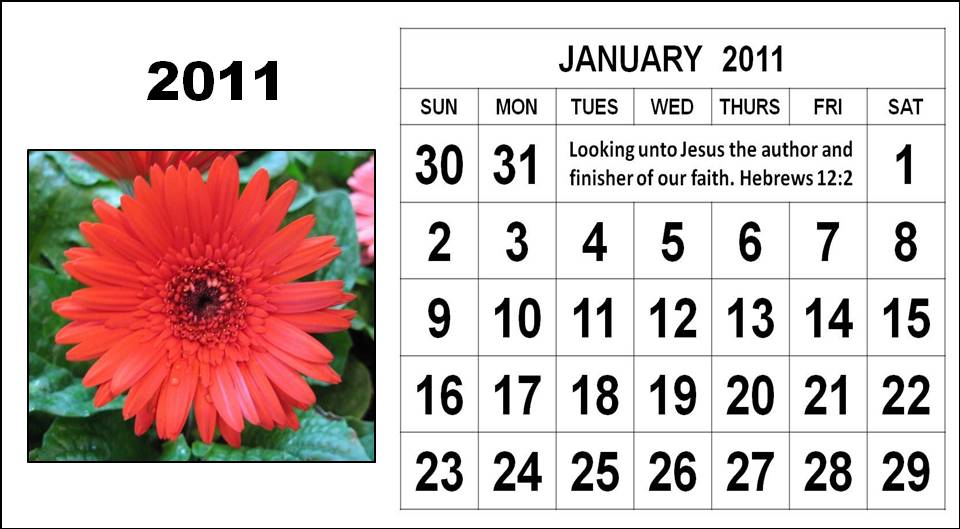 Free January 2011 Calendar