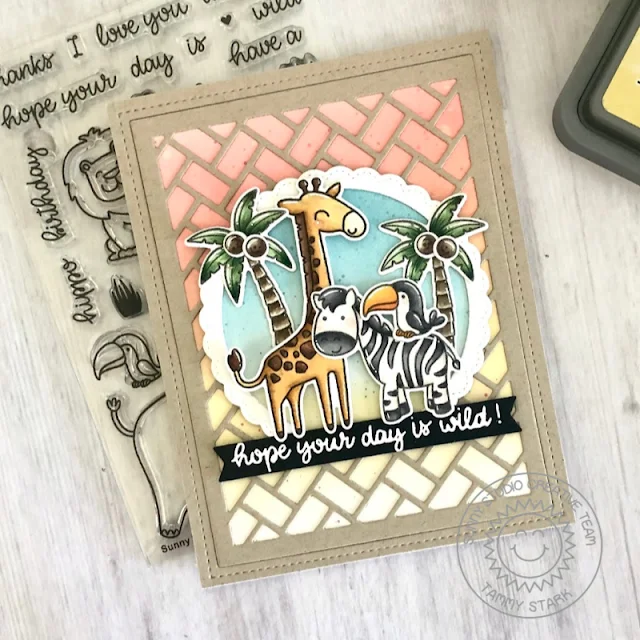 Sunny Studio Stamps: Frilly Frame Dies Savanna Safari Tropical Scenes Everyday Card by Tammy Stark