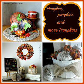 Vintage, Paint and more... pumpkins made from paper, book pages, drop cloth fabric, paper flower wreath for fall
