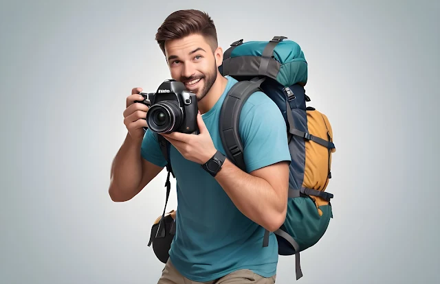 backpacker with camera