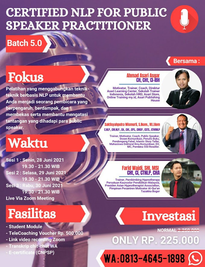 GELAR NON AKADEMIK CERTIFIED NLP FOR PUBLIC SPEAKER 