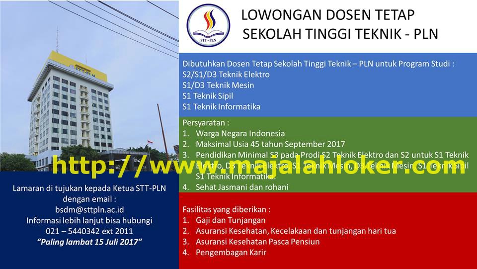 Lowongan Dosen Tetap STT (Sekolah Tinggi Teknik) PLN 