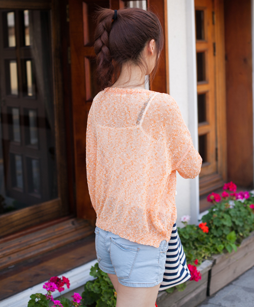 Semi-Sheer Flecked Sweater