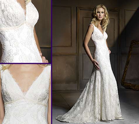 While lace has become increasingly trendy in the world of wedding dresses 