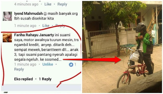 Pantang Menyerah, Driver Ojol Ini Gunakan Sepeda Pancal Karena Motornya Ditarik Leasing