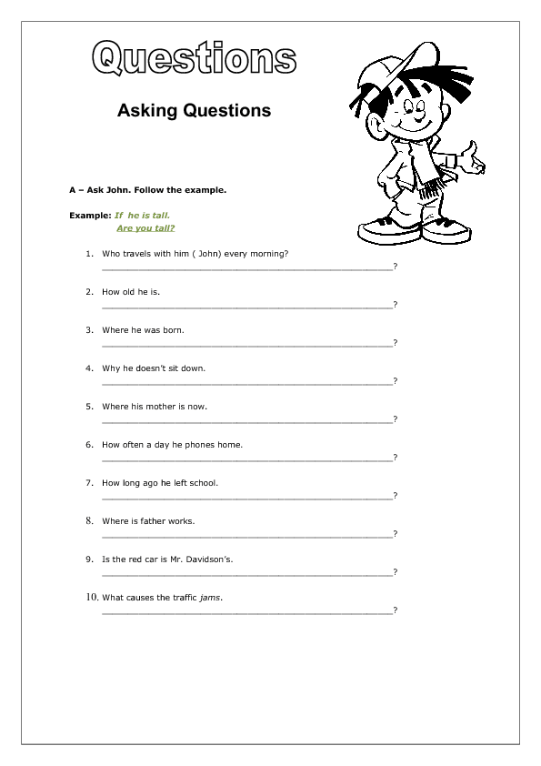 asking questions my english printable worksheets