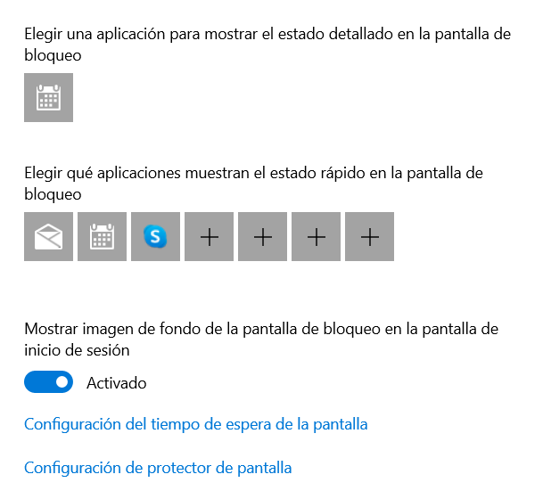 Más opciones de la pantalla de bloqueo