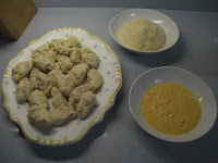 Dough shaped as 'croquetas'